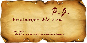 Presburger Józsua névjegykártya